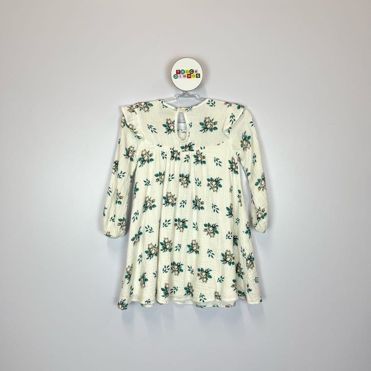 Vestido Infantil Milon Floral Branco Manga Longa