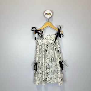 Vestido Infantil Fábula Branco Estampa de Cachorrinhos