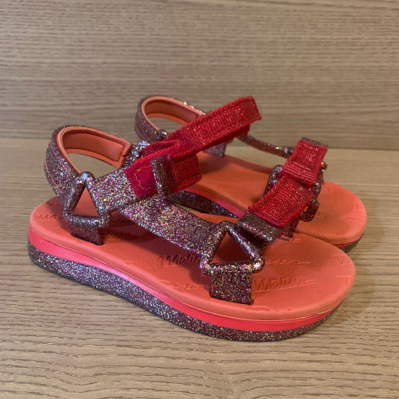 Sandália Melissa vermelho com glitter collab Rider