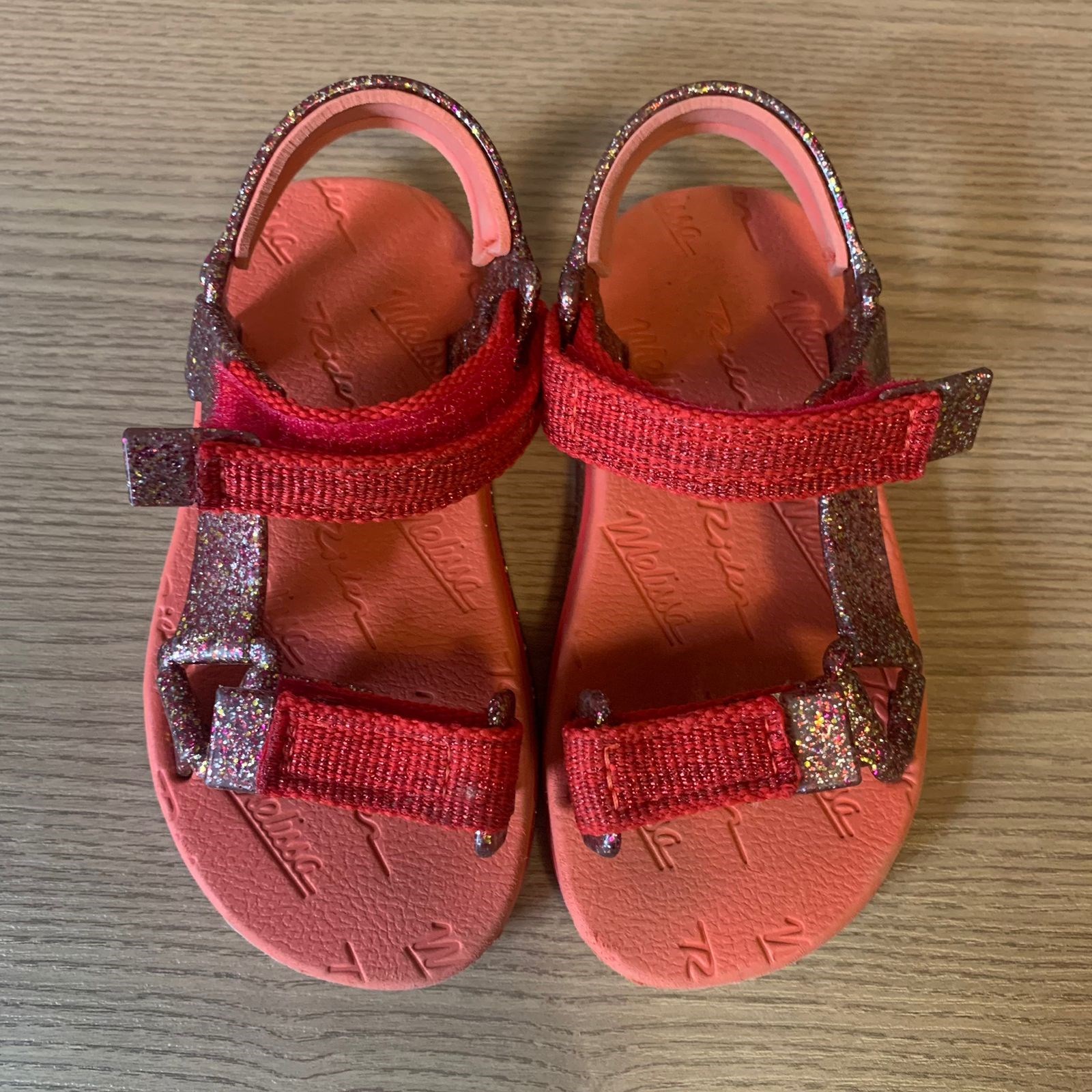 Sandália Melissa vermelho com glitter collab Rider