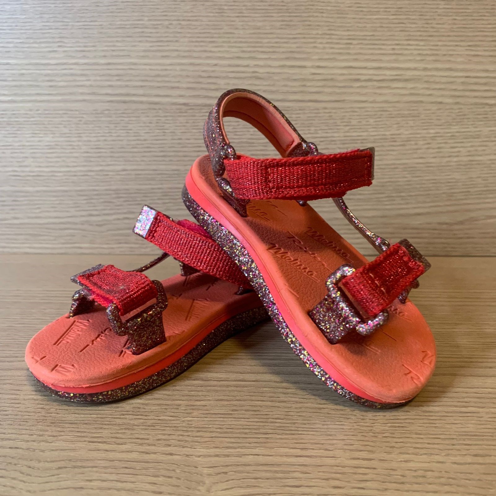 Sandália Melissa vermelho com glitter collab Rider