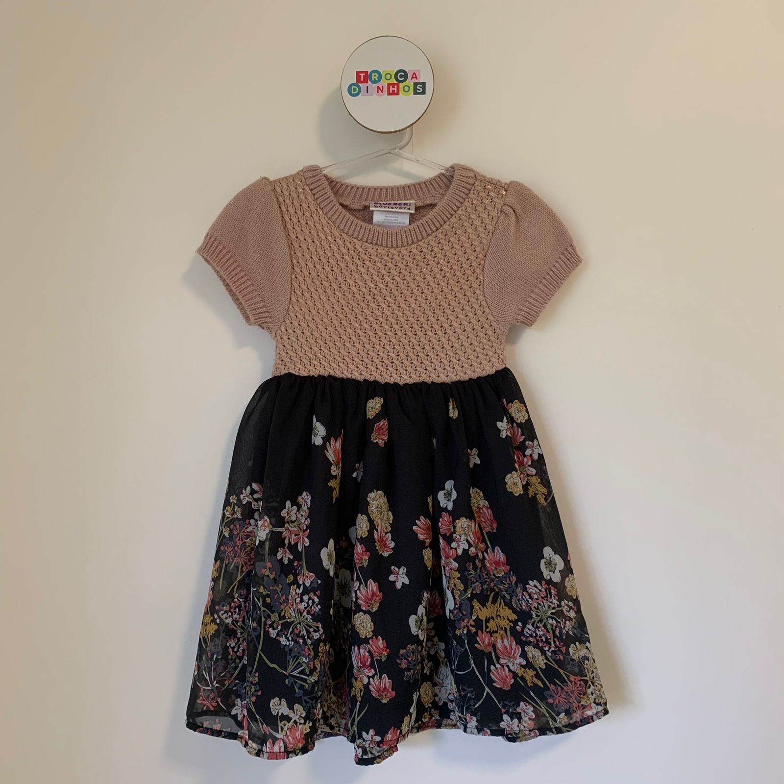 Vestido tricô + crepe 